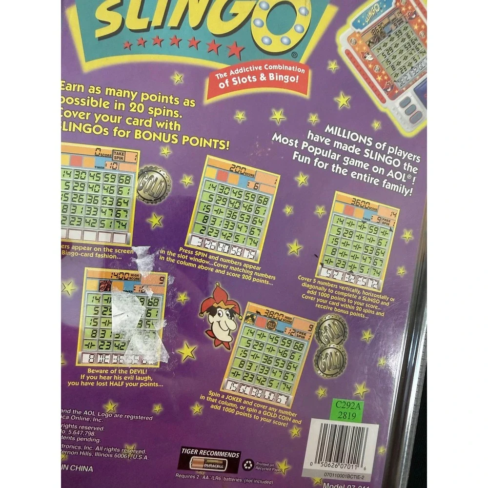 Vintage 1998 SLINGO Tiger Handheld Electronic LCD GAME Slots Bingo Factory Seal